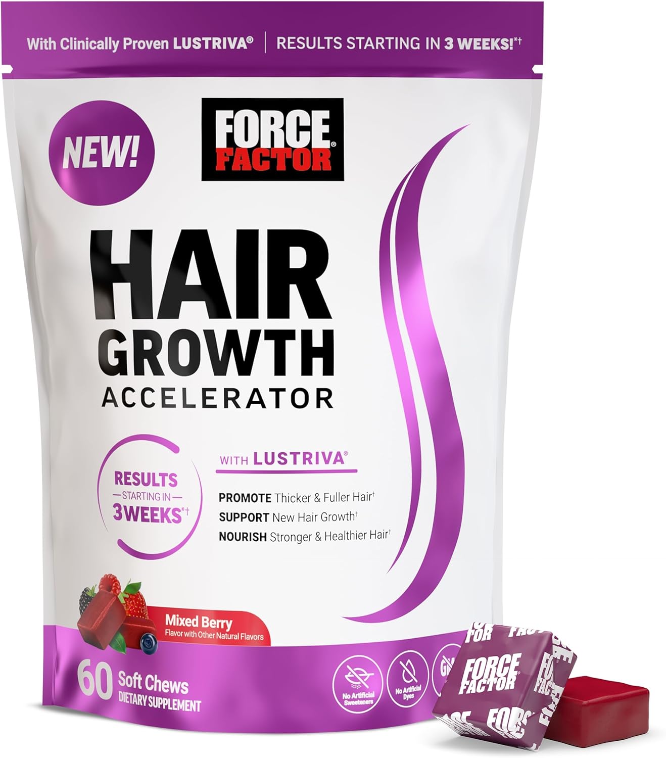 Force Factor Hair Growth Accelerator Soft Chews 60 Soft Chews